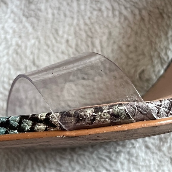 Steve Madden Amaya Clear Slide Sandal Blue Snake Reptile Print Leather Y2K Sz 7 - Picture 9 of 15
